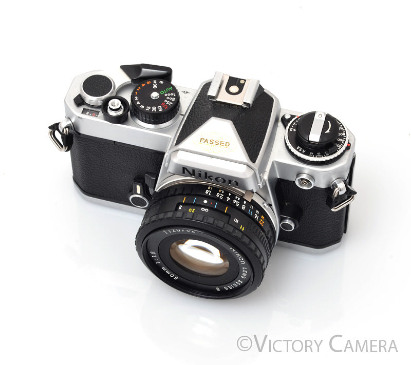Nikon FE Chrome 35mm Film Camera 50mm F1.8 AI-S Lens [EXC] - Victory Camera