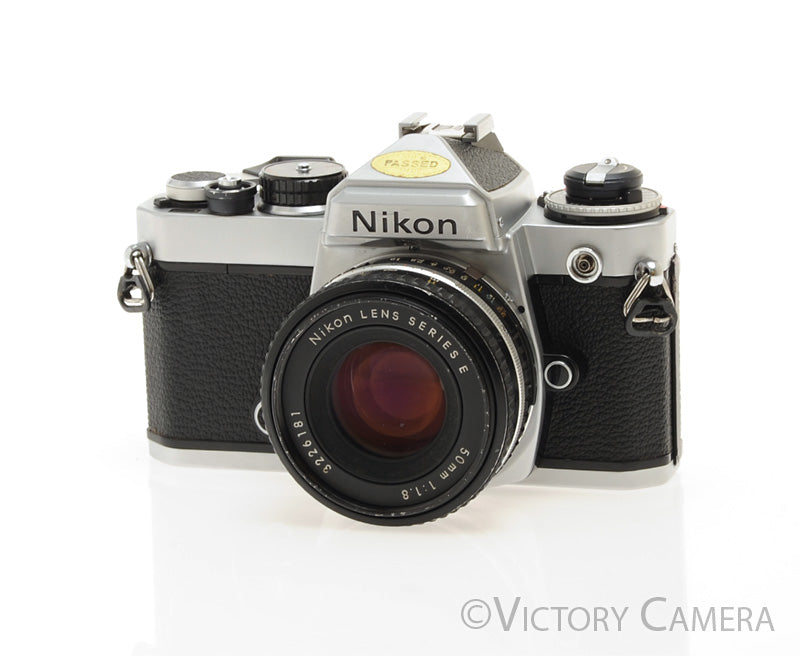 Nikon FE Chrome 35mm Film SLR Camera 50mm f1.8 AI-s Lens -New Seals- [EXC] - Victory Camera