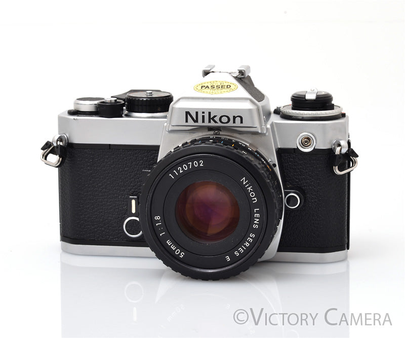 Nikon FE Chrome 35mm Film Camera 50mm F1.8 AI-S Lens [EXC] - Victory Camera