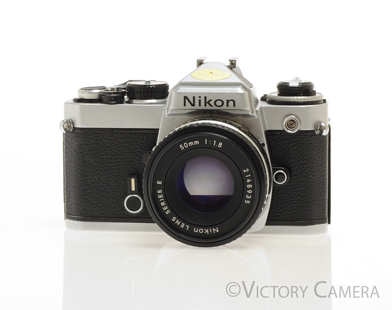 Nikon FE Chrome 35mm Film Camera w/ 50mm f1.8 Lens [EXC] - Victory Camera