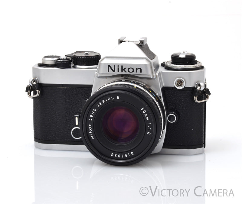 Nikon FE Chrome 35mm Film Camera 50mm F1.8 Lens [EXC]