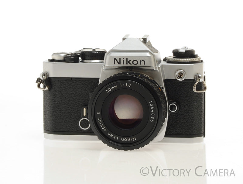 Nikon FE Chrome 35mm Film Camera 50mm F1.8 Lens [EXC] - Victory Camera