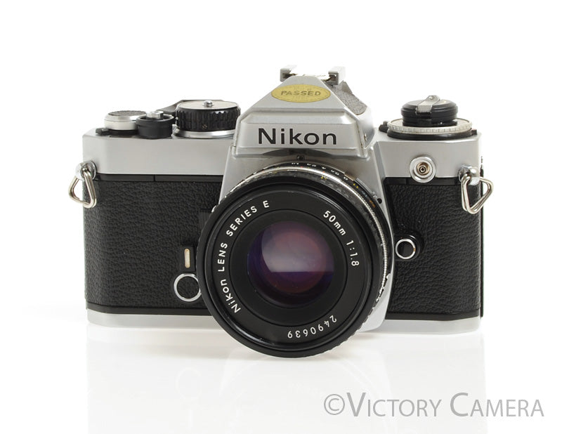 Nikon FE Chrome 35mm Film SLR Camera 50mm f1.8 AI-S Lens -New Seals- [EXC] - Victory Camera