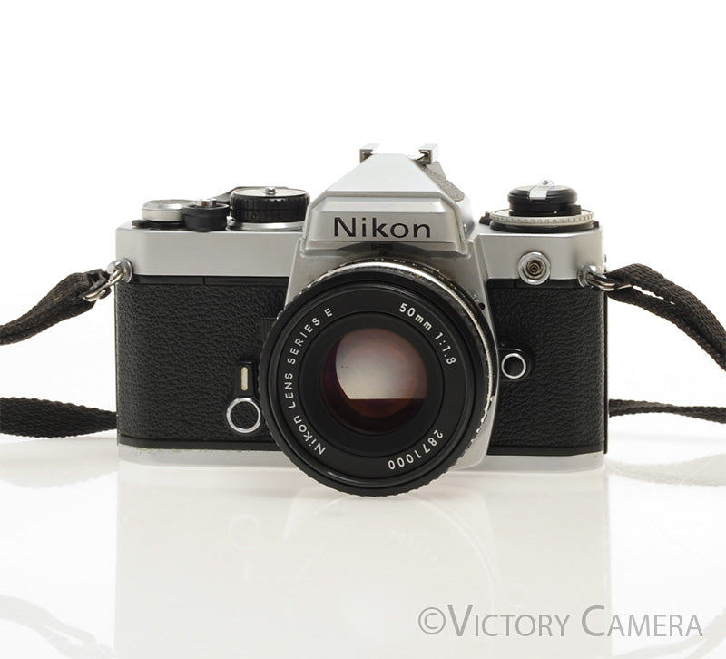 Nikon FE Chrome 35mm Film Camera 50mm F1.8 Lens [EXC] - Victory Camera