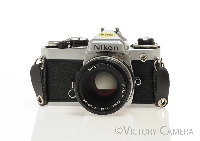 Nikon FE Chrome 35mm Film Camera w/ 50mm f1.8 Lens [EXC] - Victory Camera