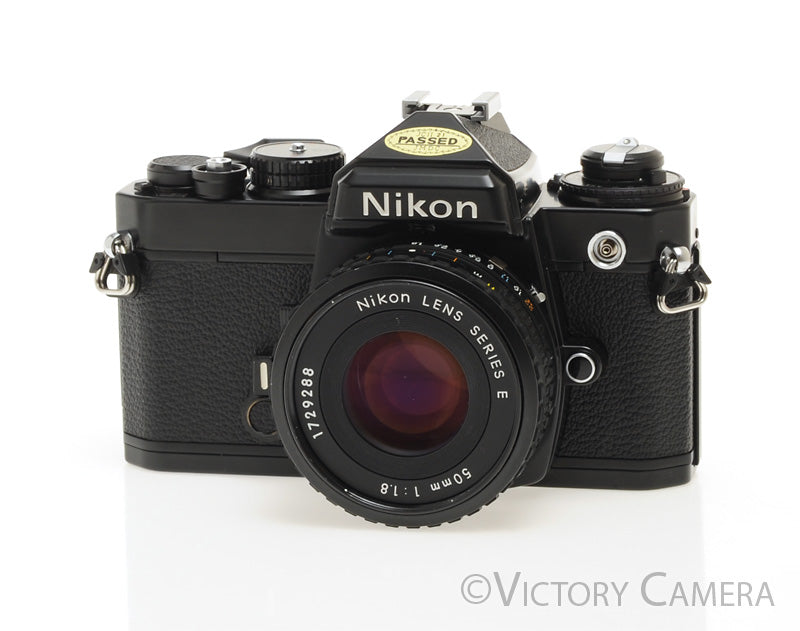 Nikon FE Black 35mm Film SLR Camera 50mm f1.8 AI-S Lens -New Seals- [EXC+] - Victory Camera