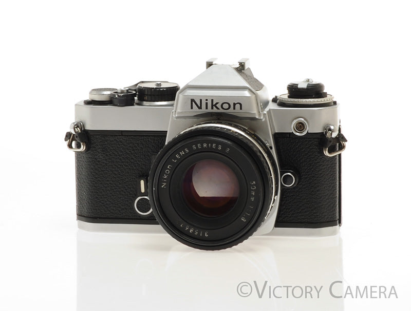 Nikon FE Chrome 35mm Film Camera 50mm F1.8 Lens [EXC] - Victory Camera