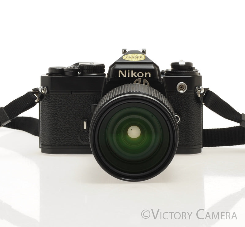 Nikon FE Black 35mm Film Camera 35-135mm Zoom Lens [EXC+] - Victory Camera