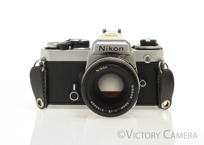Nikon FE Chrome 35mm Film Camera w/ 50mm f1.8 Lens [EXC] - Victory Camera