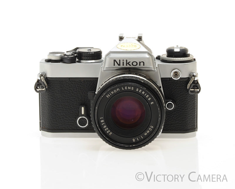 Nikon FE Chrome 35mm Film SLR Camera 50mm f1.8 AI-s Lens -New Seals- [EXC] - Victory Camera