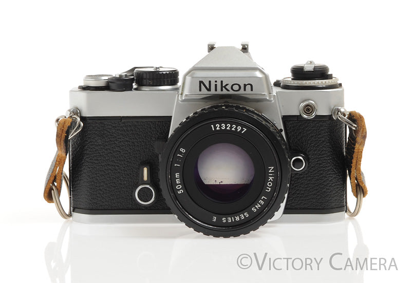 Nikon FE Chrome 35mm Film SLR Camera w/ Nikon 50mm F1.8 AI-S Lens -New Seals-