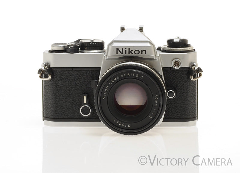 Nikon FE Chrome 35mm Film Camera 50mm F1.8 Lens [EXC] - Victory Camera