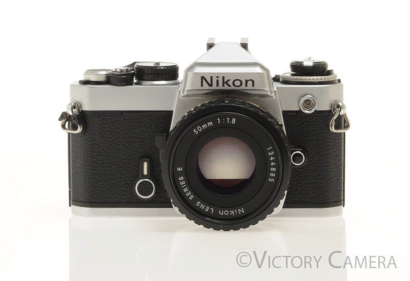 Nikon FE Chrome 35mm Film Camera 50mm F1.8 Lens [EXC] - Victory Camera