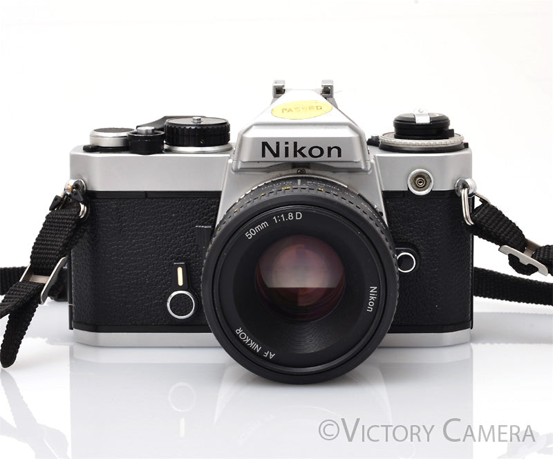 Nikon FE Chrome 35mm Film Camera 50mm f1.8 Prime Lens [EXC] - Victory Camera