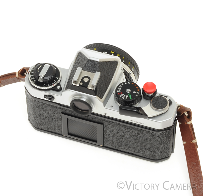 Nikon FE Chrome 35mm Film Camera 50mm F1.8 Lens -New Seals- - Victory Camera