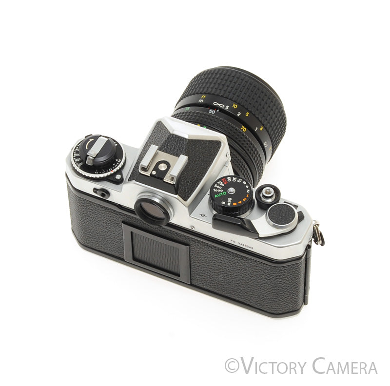 Nikon FE Chrome 35mm Film Camera w/ 35-70mm Zoom Lens [EXC+] - Victory Camera