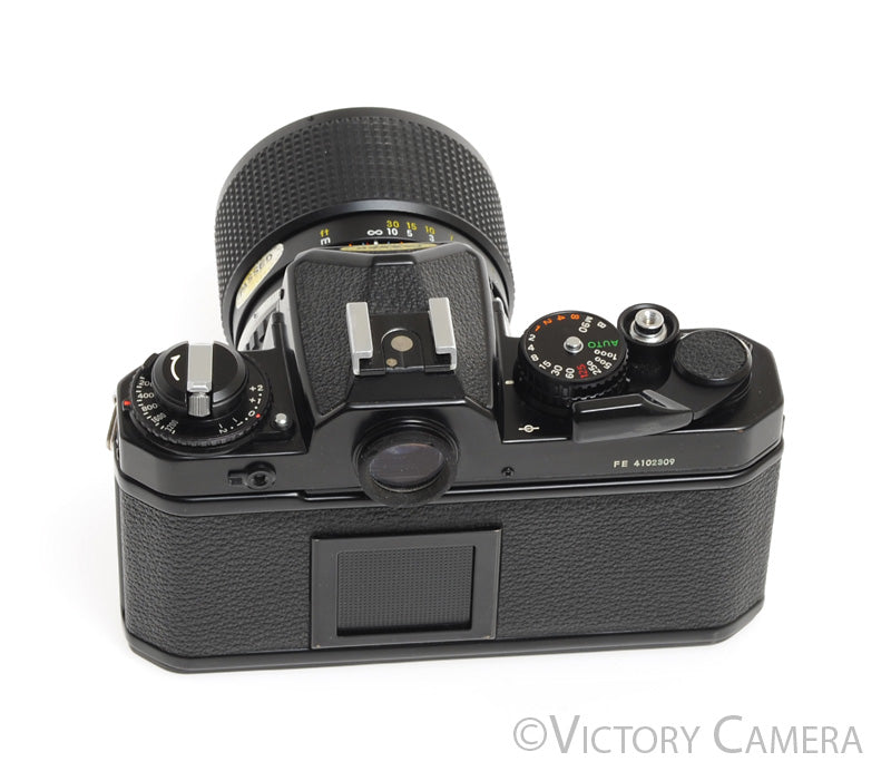 Nikon FE Black 35mm Film SLR Camera w/ 36-72mm f3.5 AI-S Zoom Lens -New Seals- - Victory Camera