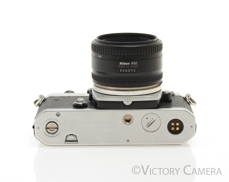 Nikon FE Chrome 35mm Film Camera w/ 50mm F1.8 D Lens [EXC] - Victory Camera
