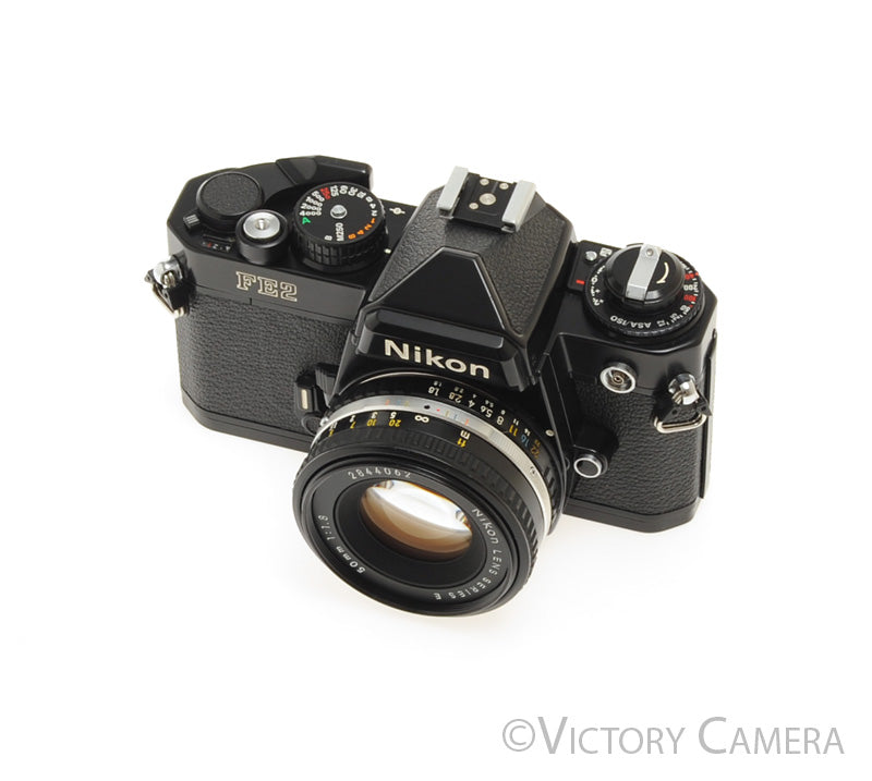 Nikon FE-2 FE2 Black 35mm Camera with 50mm f1.8 AI-s Lens -New Seals- [EXC+] - Victory Camera