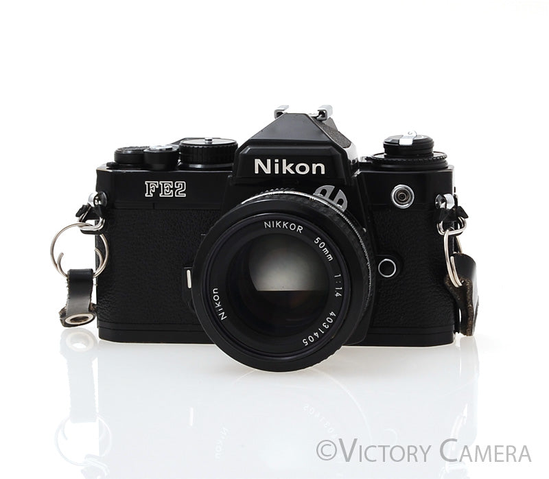Nikon FE-2 FE2 Black 35mm Camera with 50mm f1.4 AI  Lens - Victory Camera