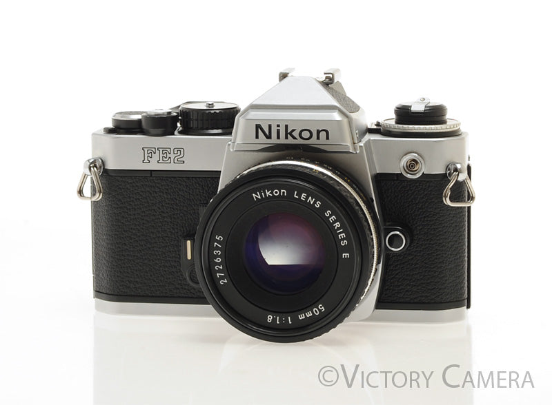 Nikon FE-2 FE2 Chrome 35mm Camera with 50mm f1.8 Lens [EXC+] - Victory Camera