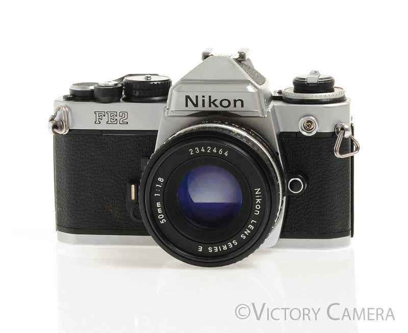 Nikon FE-2 FE2 Chrome 35mm Camera with 50mm f1.8 AI-s Lens -New Seals- [EXC-] - Victory Camera