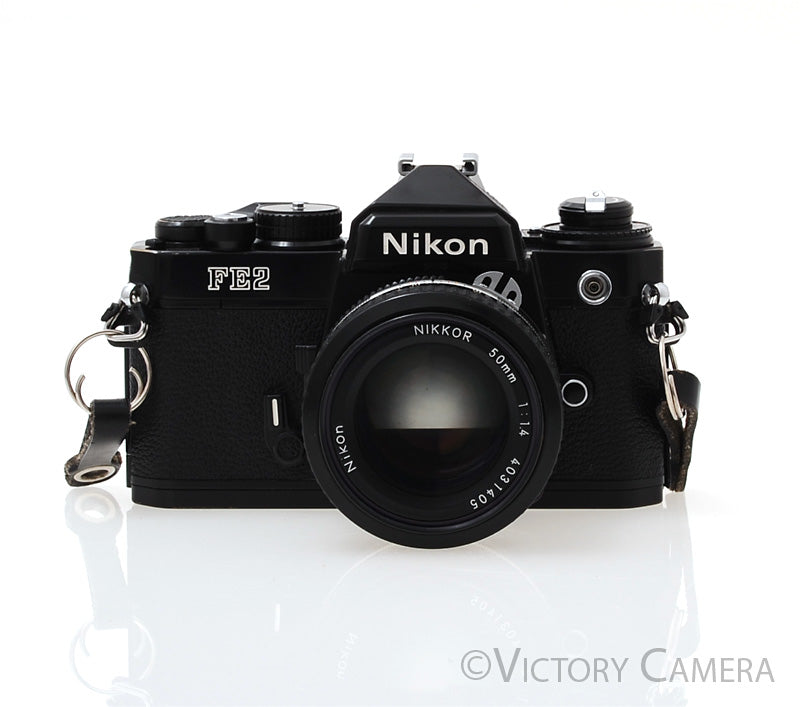 Nikon FE-2 FE2 Black 35mm Camera with 50mm f1.4 AI  Lens - Victory Camera