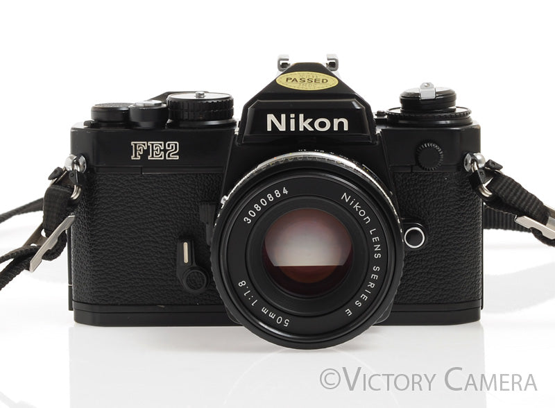 Nikon FE-2 FE2 Black 35mm Camera with 50mm f1.8 AI-s Lens -Clean, New Seals- - Victory Camera