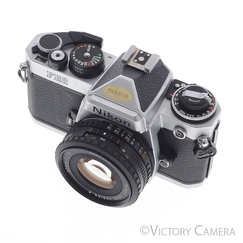 Nikon FE-2 FE2 Chrome 35mm Camera with 50mm f1.8 AI-s Lens [EXC+]