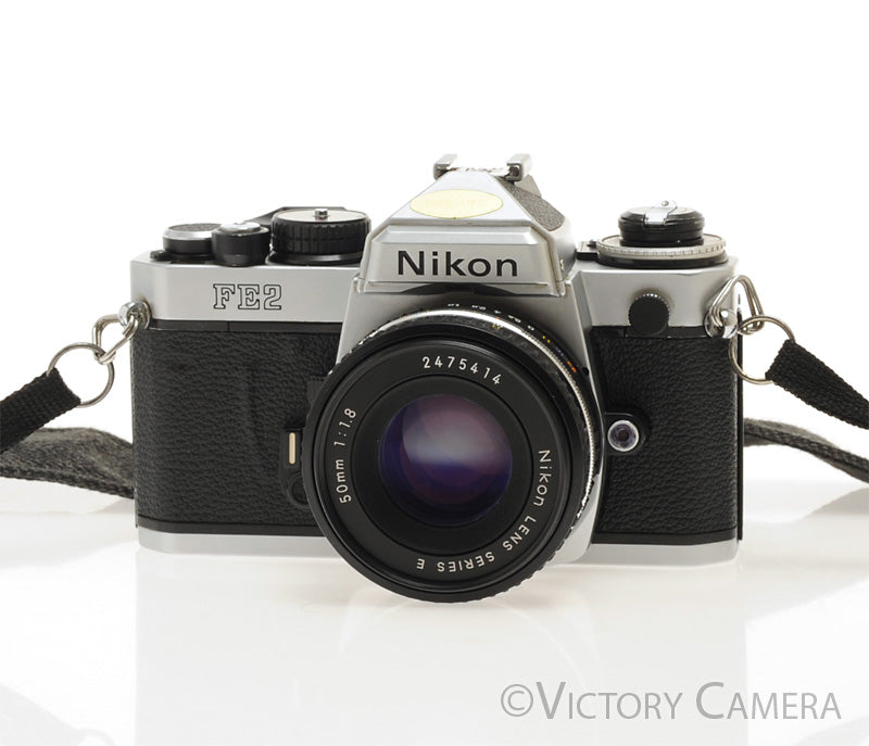 Nikon FE-2 FE2 Chrome 35mm Camera with 50mm f1.8 AI-s Lens [EXC+] - Victory Camera
