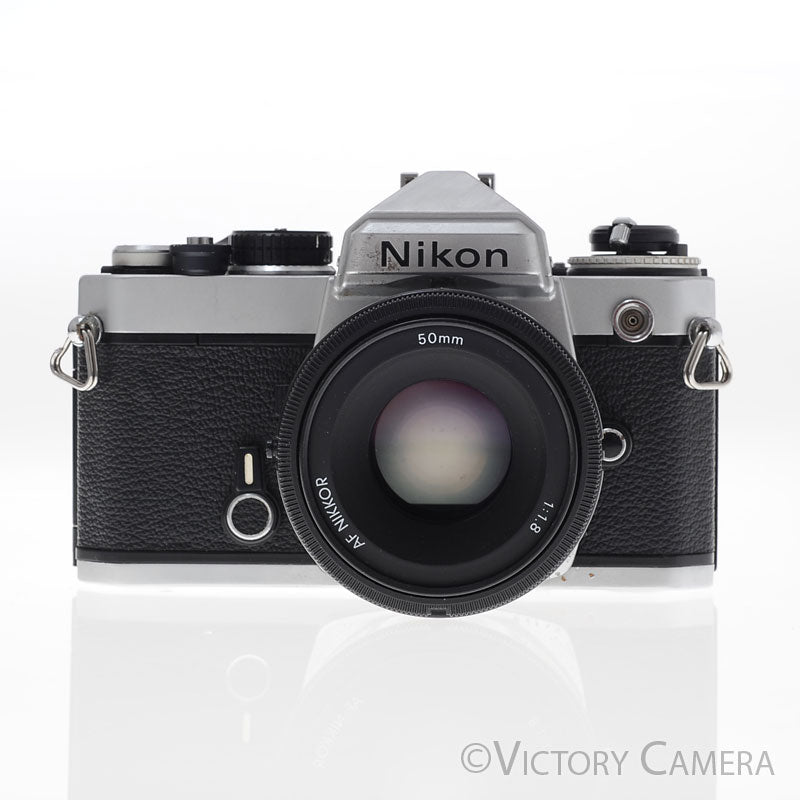 Nikon FE Chrome 35mm Film Camera 50mm f1.8 Lens [EXC-] image 1