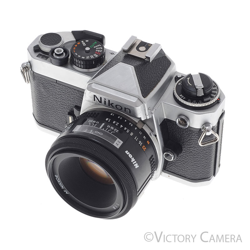 Nikon FE Chrome 35mm Film Camera 50mm f1.8 Lens [EXC-] image 2