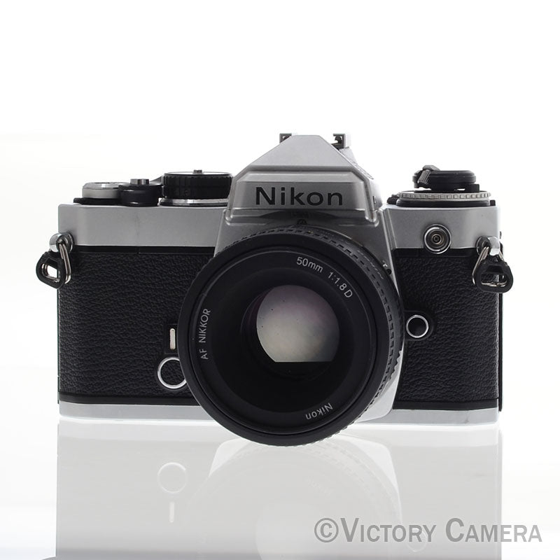 Nikon FE Chrome 35mm Film Camera 50mm F1.8 Lens [EXC-]