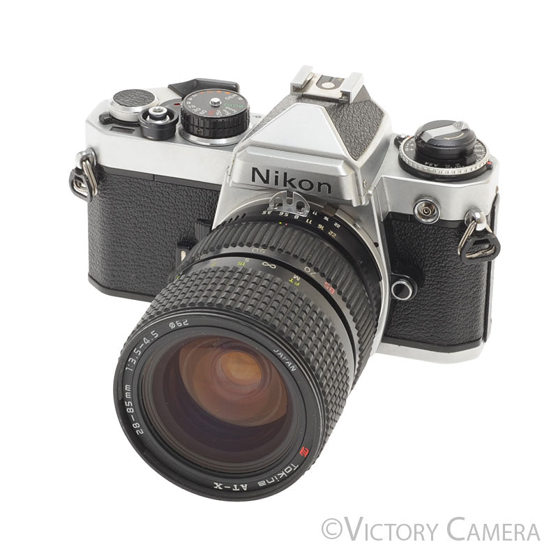 Nikon FE Chrome 35mm Film Camera with Takumar 28-85mm Macro lens. [EXC-] - Victory Camera