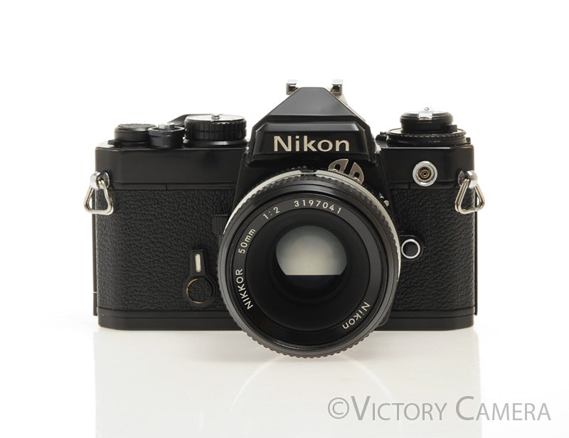 Nikon FE Black 35mm Film SLR Camera 50mm f2 Lens [EXC] - Victory Camera
