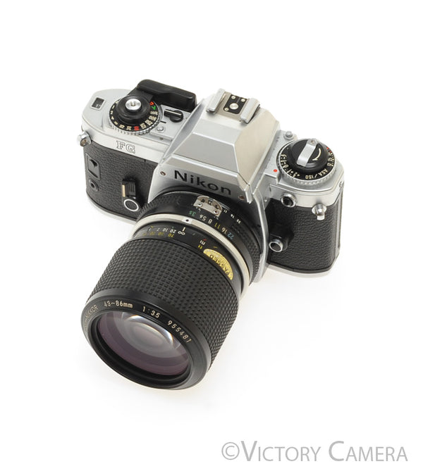 Nikon FG Chrome Camera w/ 43-86mm Zoom Lens -New Seals- [EXC]