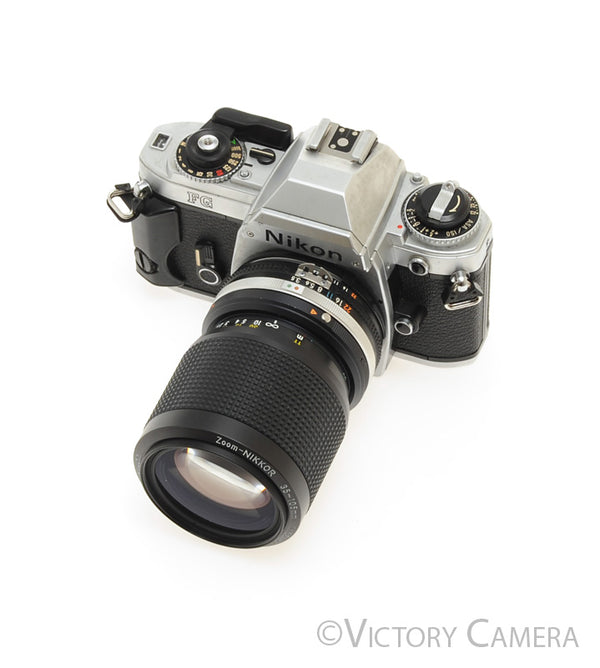 Nikon FG Chrome Camera w/ 35-105mm Zoom Lens -New Seals- [EXC]