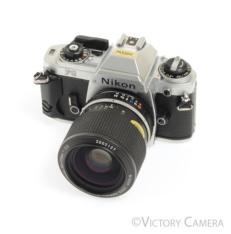 Nikon FG Chrome 35mm Film Camera w/ Nikkor 36-72mm Lens -New Seals- [EXC] - Victory Camera