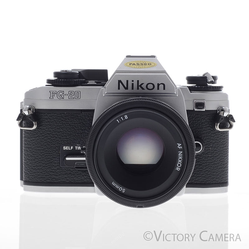 Nikon FG-20 FG20 35mm Camera w/ 50mm f1.8 Prime Lens -New Seals- [EXC]