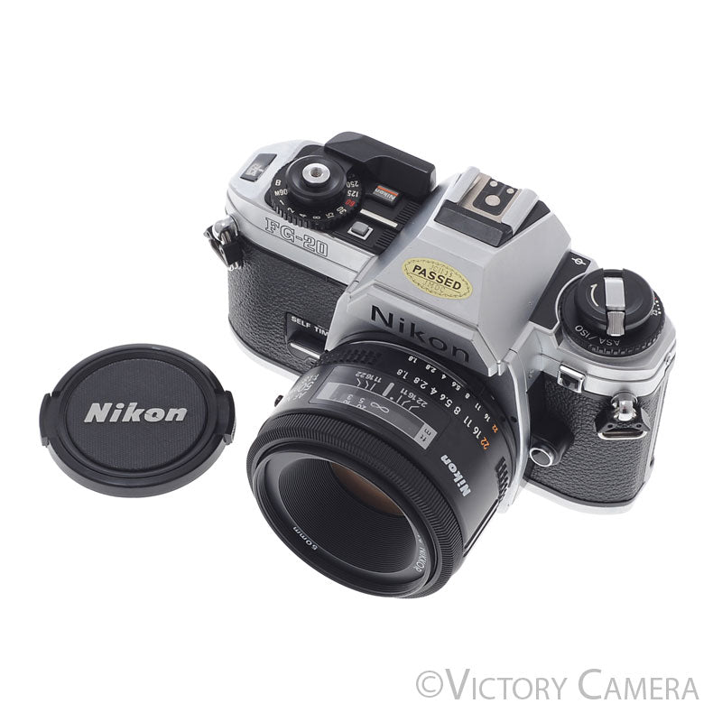 Nikon FG-20 FG20 35mm Camera w/ 50mm f1.8 Prime Lens -New Seals- [EXC]