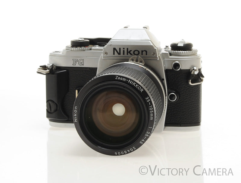 Nikon FG Chrome Camera w/ 35-105mm Zoom Lens -New Seals- [EXC] - Victory Camera