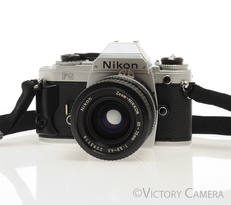 Nikon FG Chrome 35mm Film Camera w/ 35-70mm Zoom Lens [EXC+] - Victory Camera