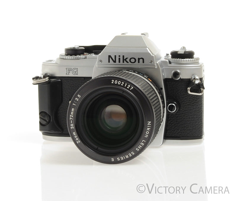 Nikon FG Chrome 35mm Film Camera w/ Nikkor 36-72mm Lens -New Seals- [EXC] - Victory Camera