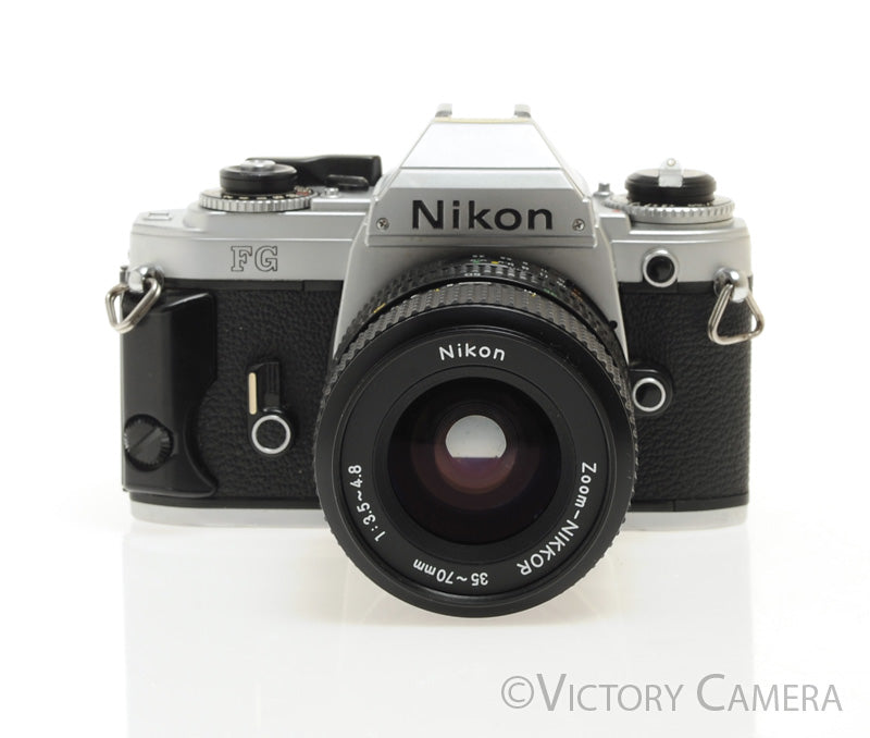 Nikon FG Chrome 35mm Film Camera w/ 35-70mm Zoom Lens -New Seals- [EXC] - Victory Camera