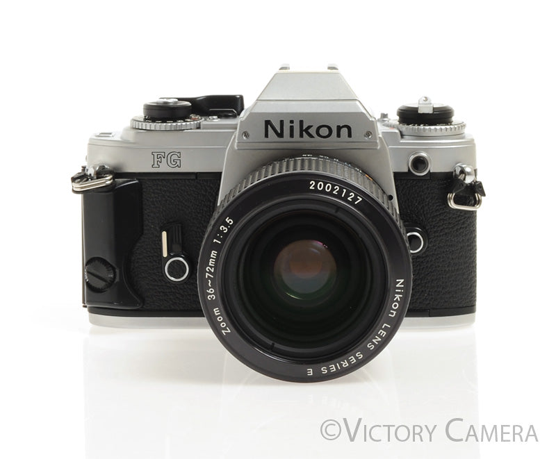 Nikon FG Chrome 35mm Film Camera w/ Nikkor 36-72mm Lens -New Seals- [EXC] - Victory Camera