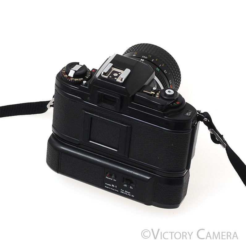 Nikon FG Black Camera w/ 35-70mm Zoom Lens + Motordrive [EXC] - Victory Camera
