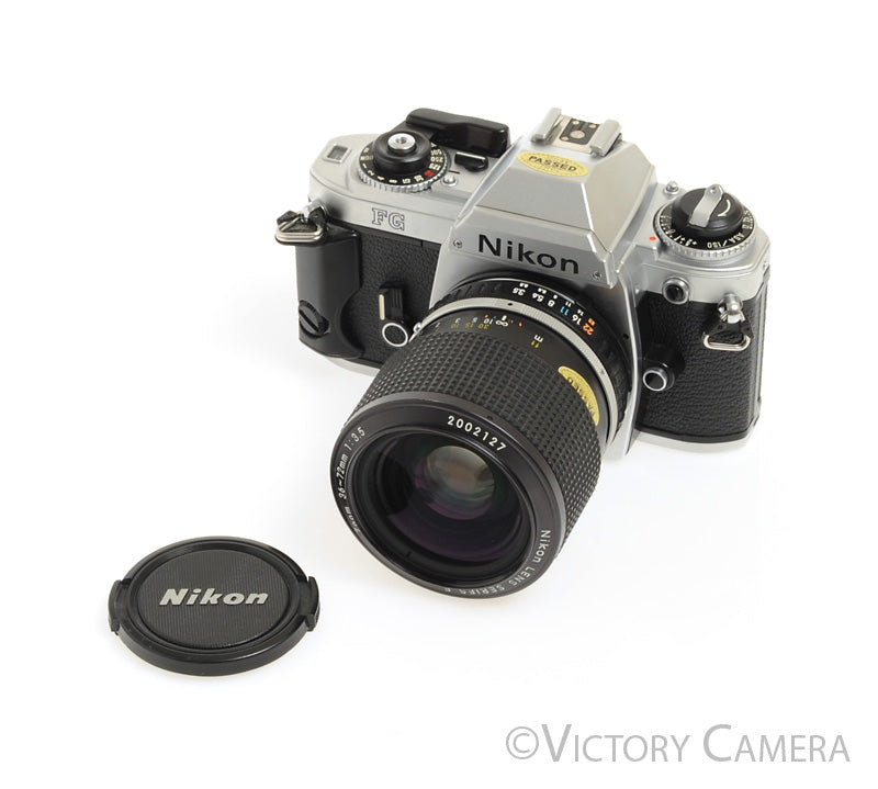 Nikon FG Chrome 35mm Film Camera w/ Nikkor 36-72mm Lens -New Seals- [EXC] - Victory Camera