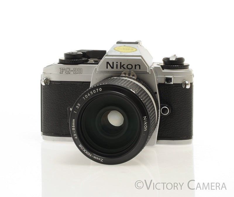 Nikon FG-20 FG20 35mm Camera with Nikkor 43-86mm Zoom Lens [EXC-] - Victory Camera