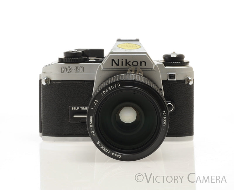Nikon FG-20 FG20 35mm Camera with Nikkor 43-86mm Zoom Lens [EXC-] - Victory Camera