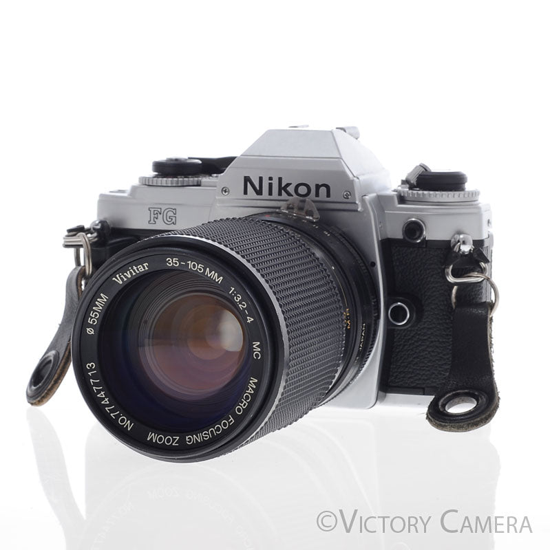 Nikon FG Chrome 35mm Film Camera w/ 35-105mm Zoom Lens [EXC] - Victory Camera